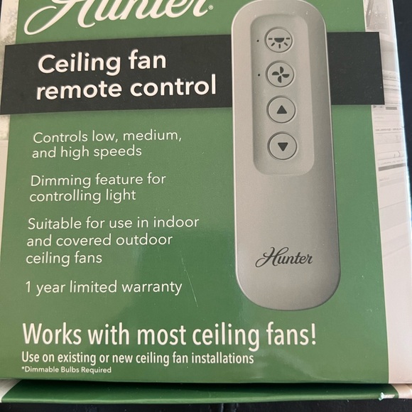 Hunter Ceiling Fan Remote Control/model 99770/nib - Picture 7 of 7